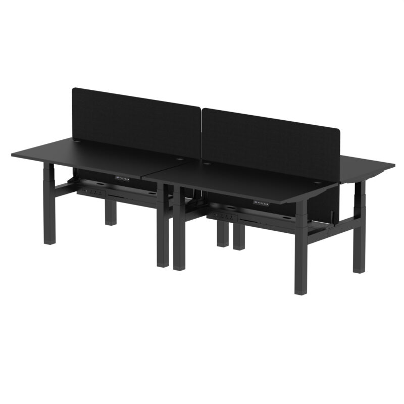 Air Back-to-Back Height Adjustable Bench Desk - 4 Person with Black Straight Screen - Image 25