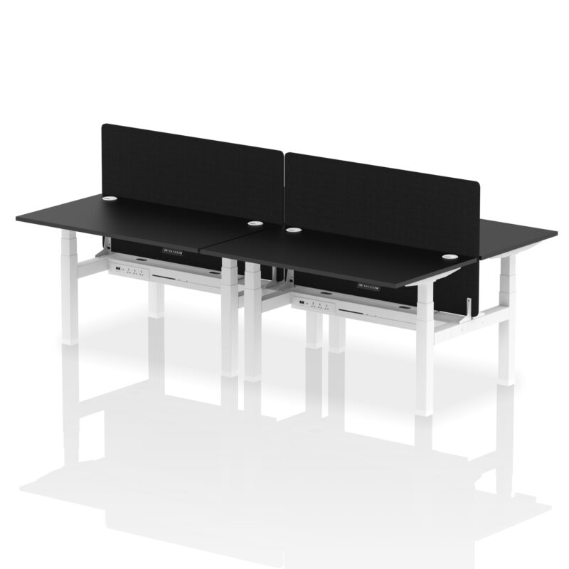 Air Back-to-Back Height Adjustable Bench Desk - 4 Person with Black Straight Screen - Image 27