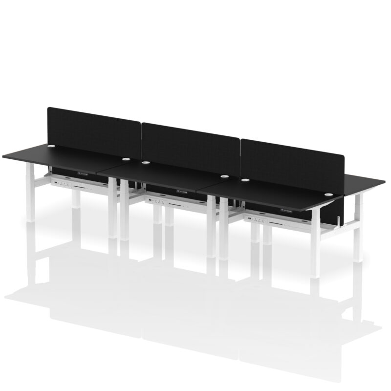 Air Back-to-Back Height Adjustable Bench Desk - 6 Person with Black Straight Screen - Image 27