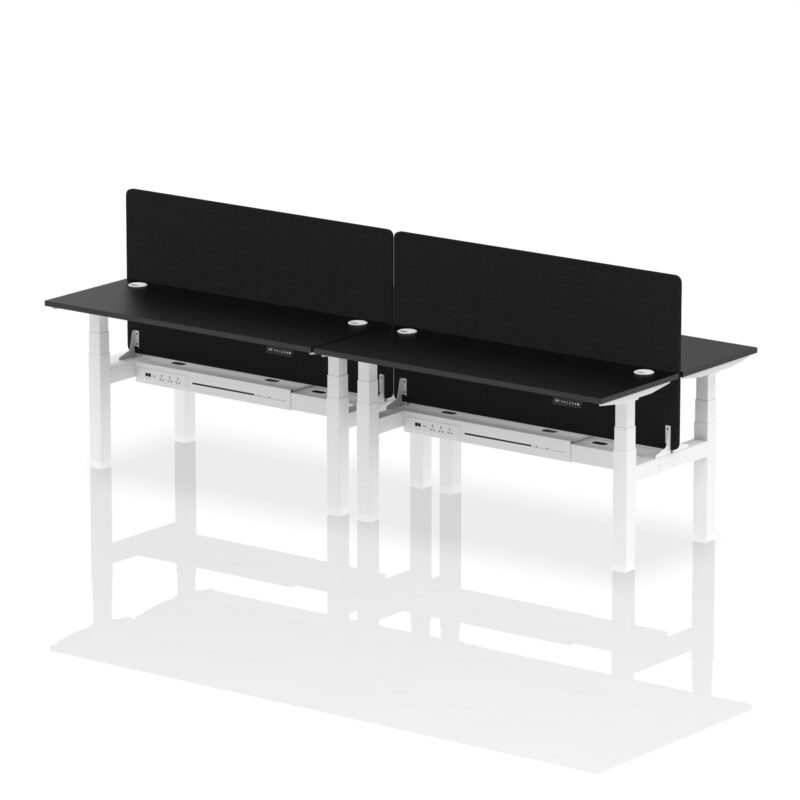 Air Back-to-Back Slimline Height Adjustable Bench Desk - 4 Person with Black Straight Screen - Image 48
