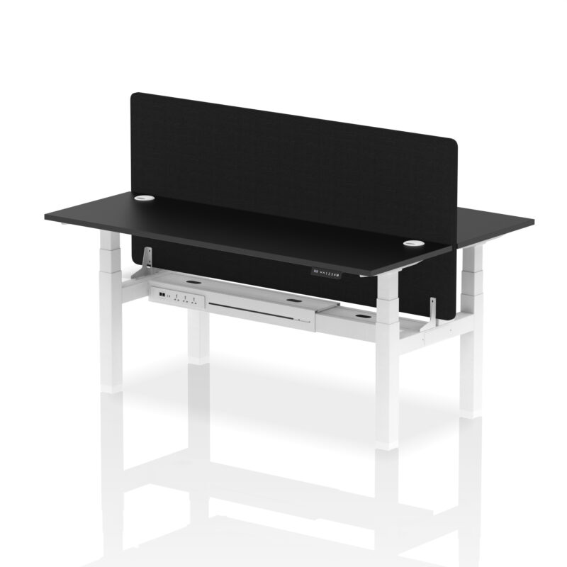 Air Back-to-Back Slimline Height Adjustable Bench Desk - 2 Person with Black Straight Screen - Image 69