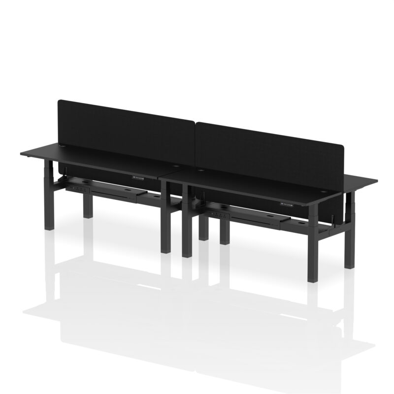 Air Back-to-Back Slimline Height Adjustable Bench Desk - 4 Person with Black Straight Screen - Image 67