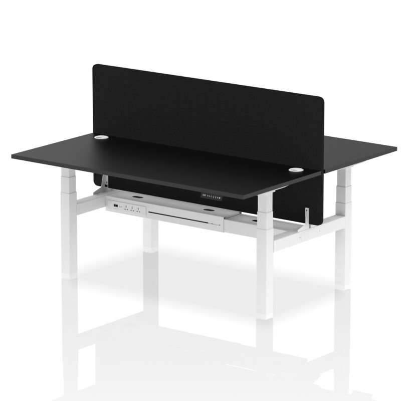 Air Back-to-Back Height Adjustable Bench Desk - 2 Person with Black Straight Screen - Image 69