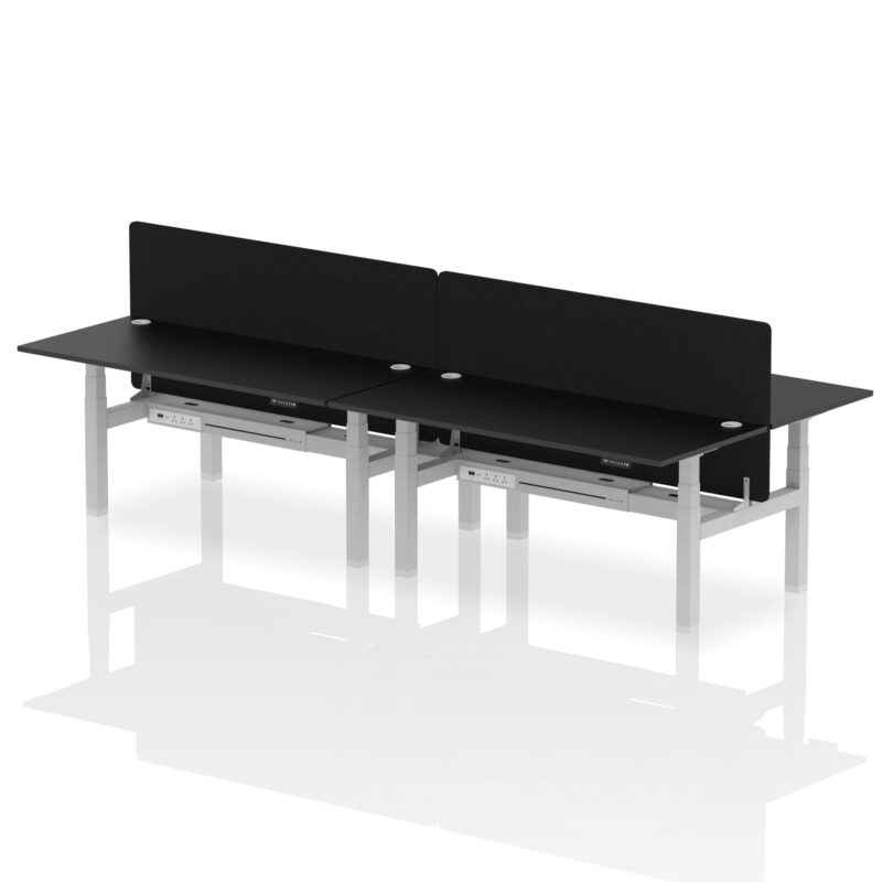 Air Back-to-Back Height Adjustable Bench Desk - 4 Person with Black Straight Screen - Image 68