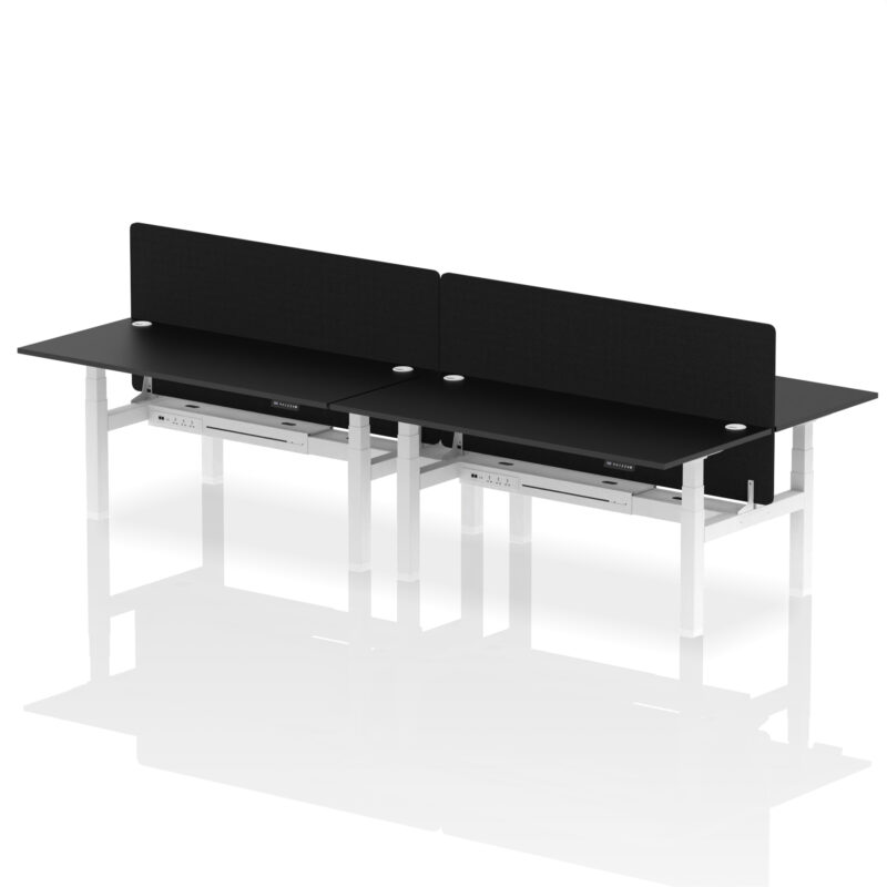 Air Back-to-Back Height Adjustable Bench Desk - 4 Person with Black Straight Screen - Image 69