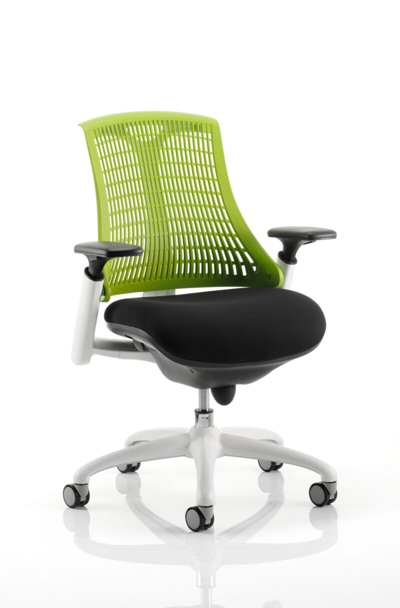 Flex Medium Back White Frame Task Operator Office Chair with Arms - Image 8