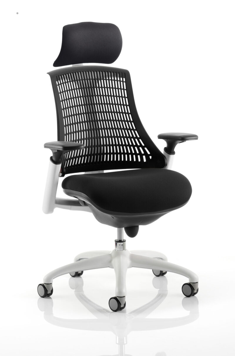 Flex Medium Back White Frame Task Operator Office Chair with Arms - Image 15