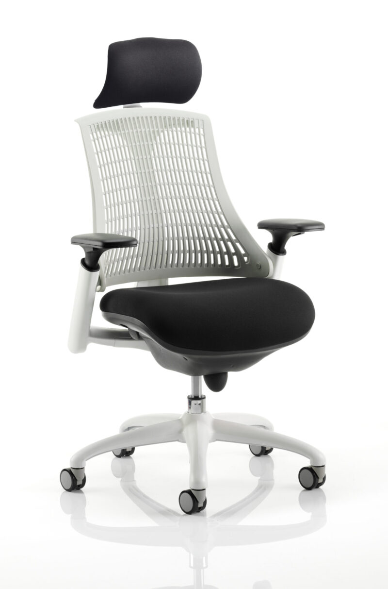 Flex Medium Back White Frame Task Operator Office Chair with Arms - Image 17