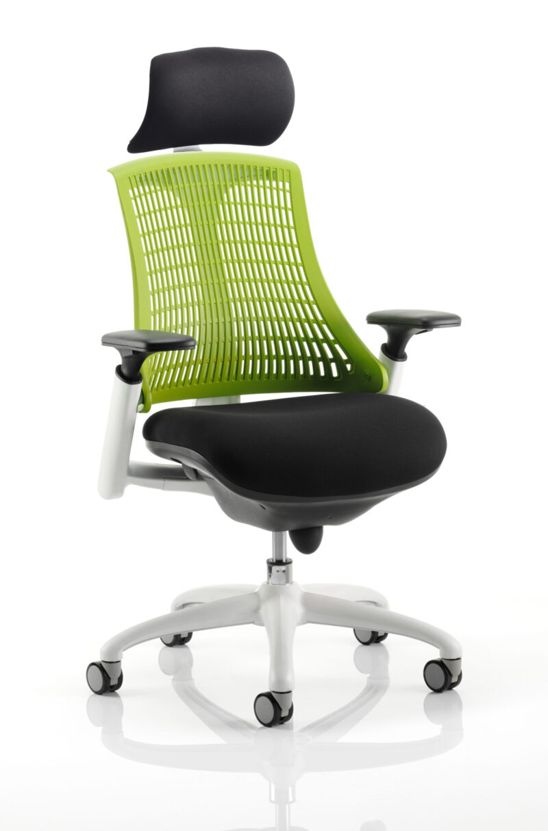 Flex Medium Back White Frame Task Operator Office Chair with Arms - Image 21