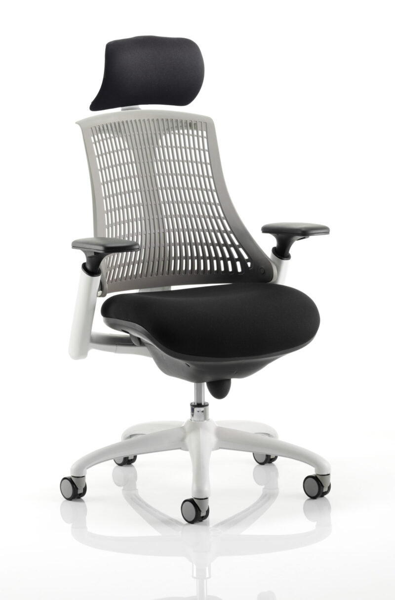 Flex Medium Back White Frame Task Operator Office Chair with Arms - Image 27