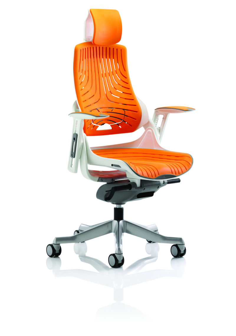 Zure High Back White Shell Executive Office Chair with Arms - Image 44
