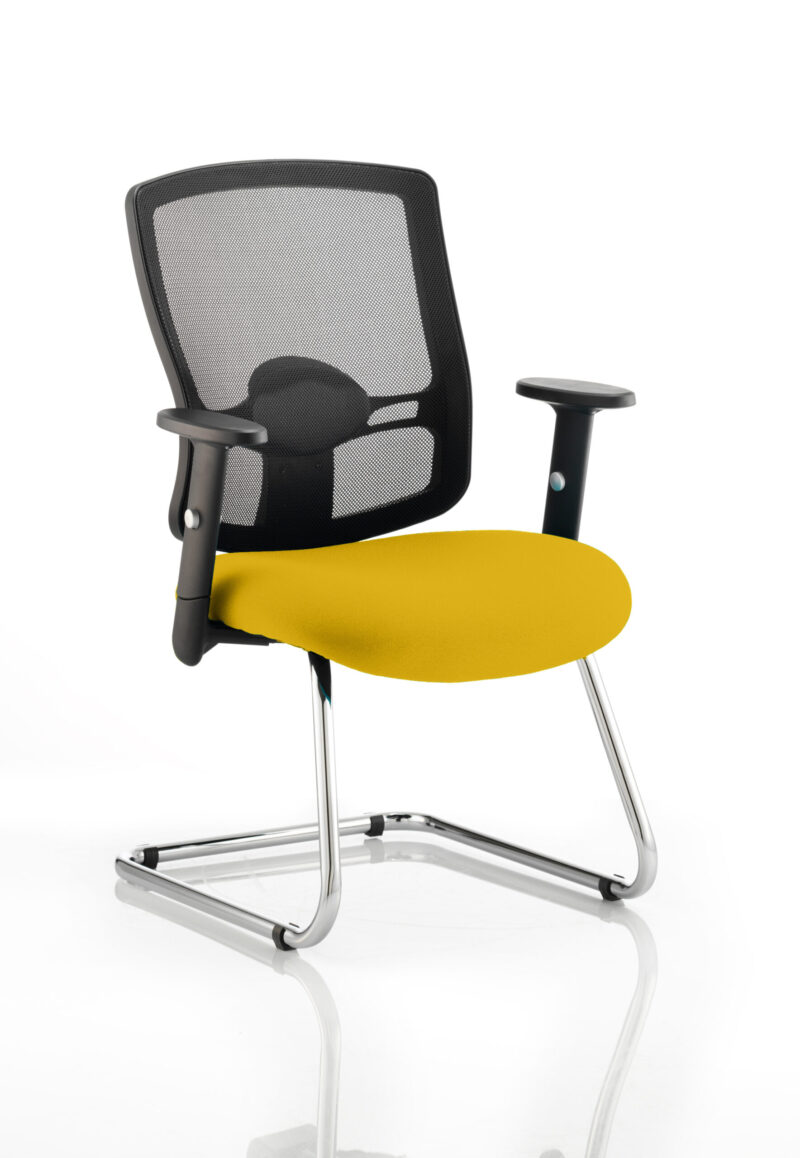 Portland Mesh Back Cantilever Visitor Chair with Arms - Image 13