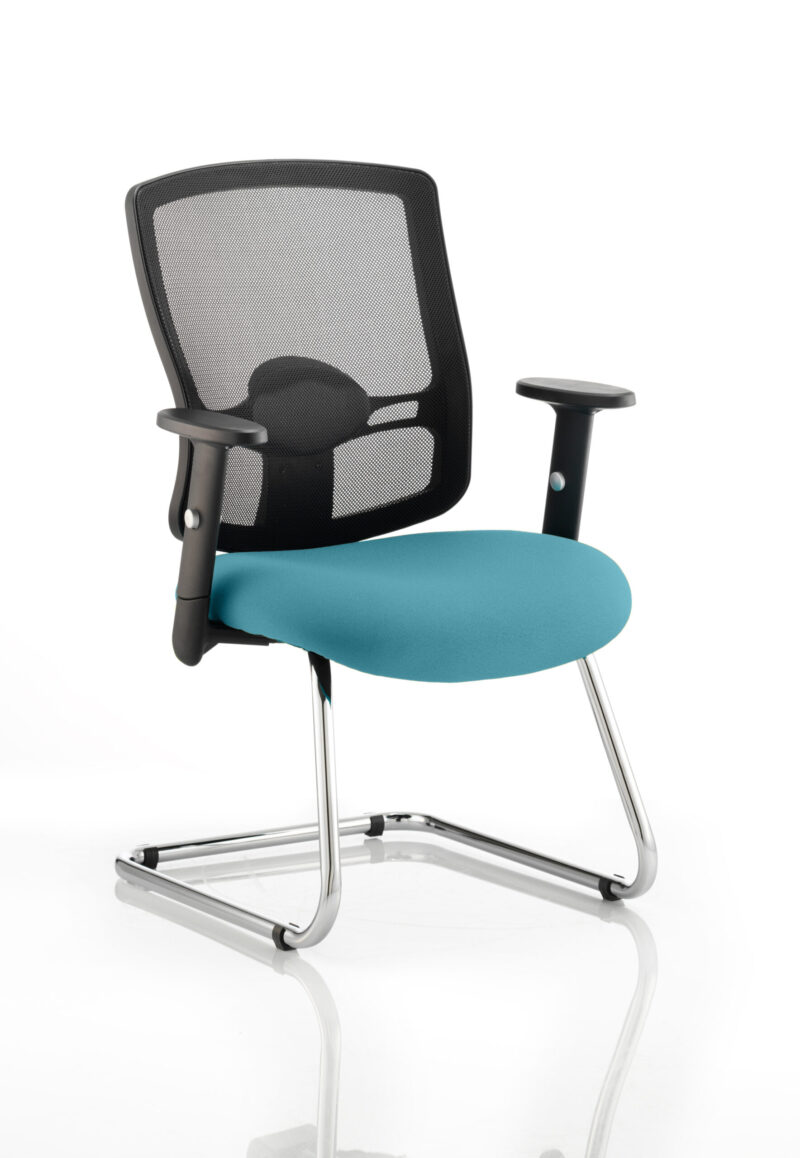 Portland Mesh Back Cantilever Visitor Chair with Arms - Image 15