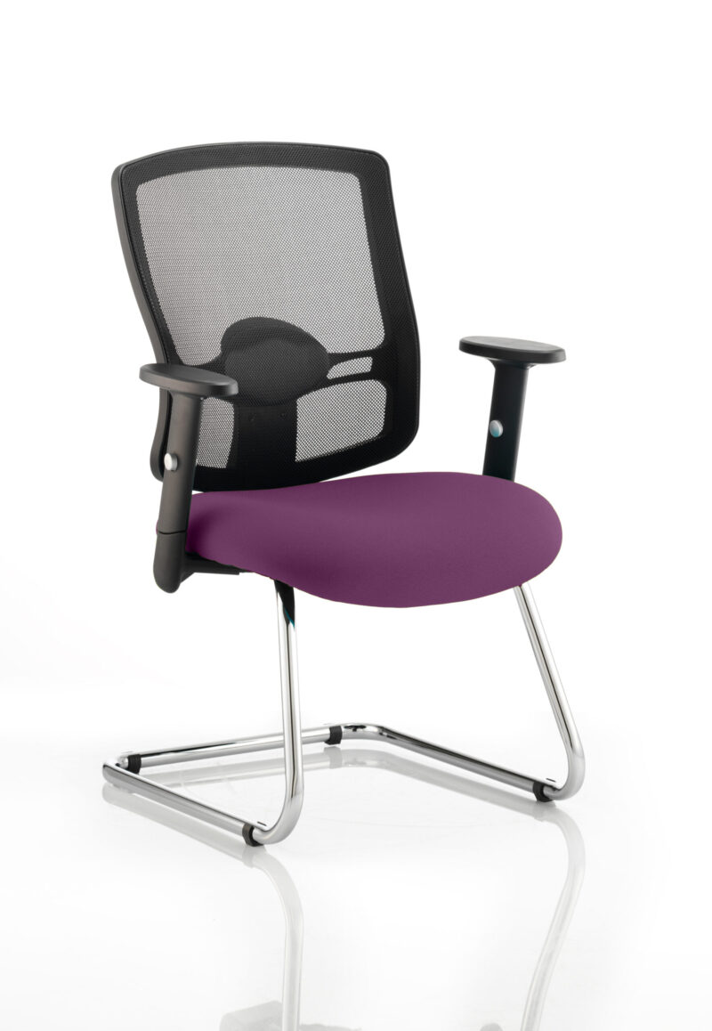 Portland Mesh Back Cantilever Visitor Chair with Arms - Image 16