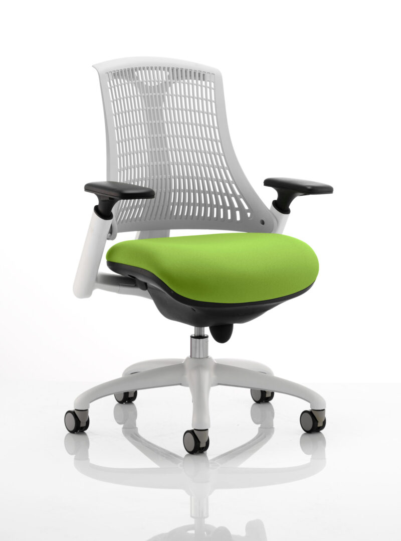 Flex Medium Back White Frame Task Operator Office Chair with Arms - Image 30