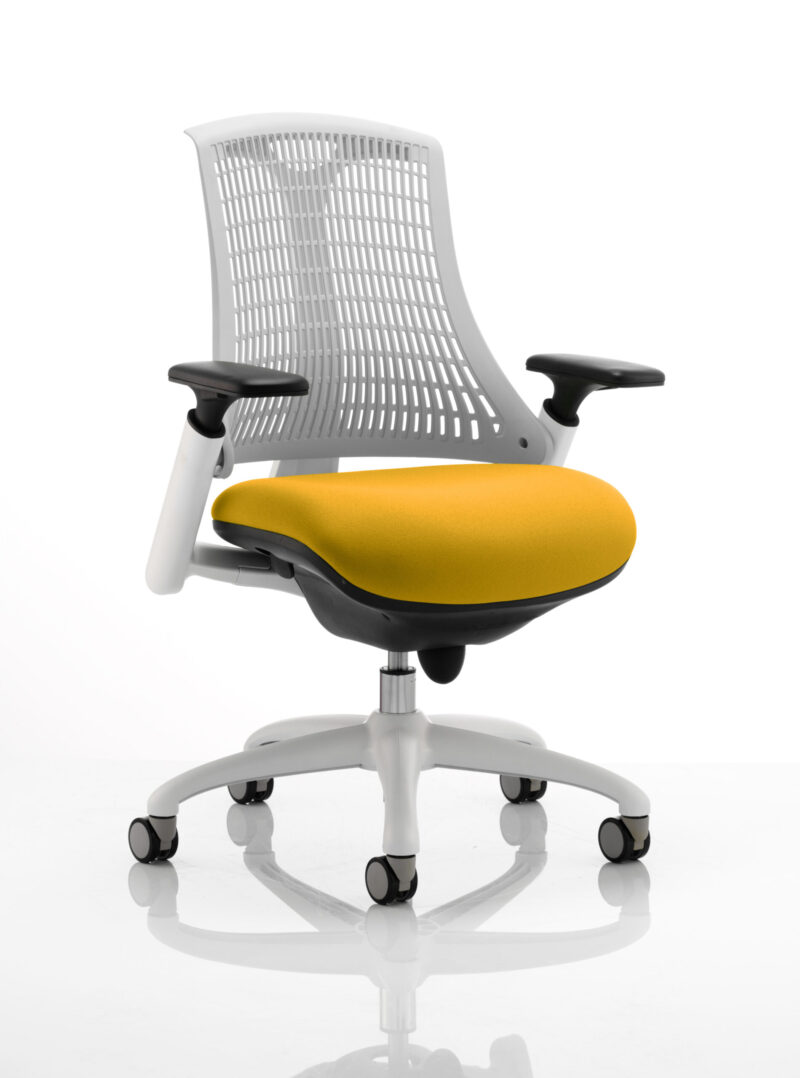 Flex Medium Back White Frame Task Operator Office Chair with Arms - Image 33