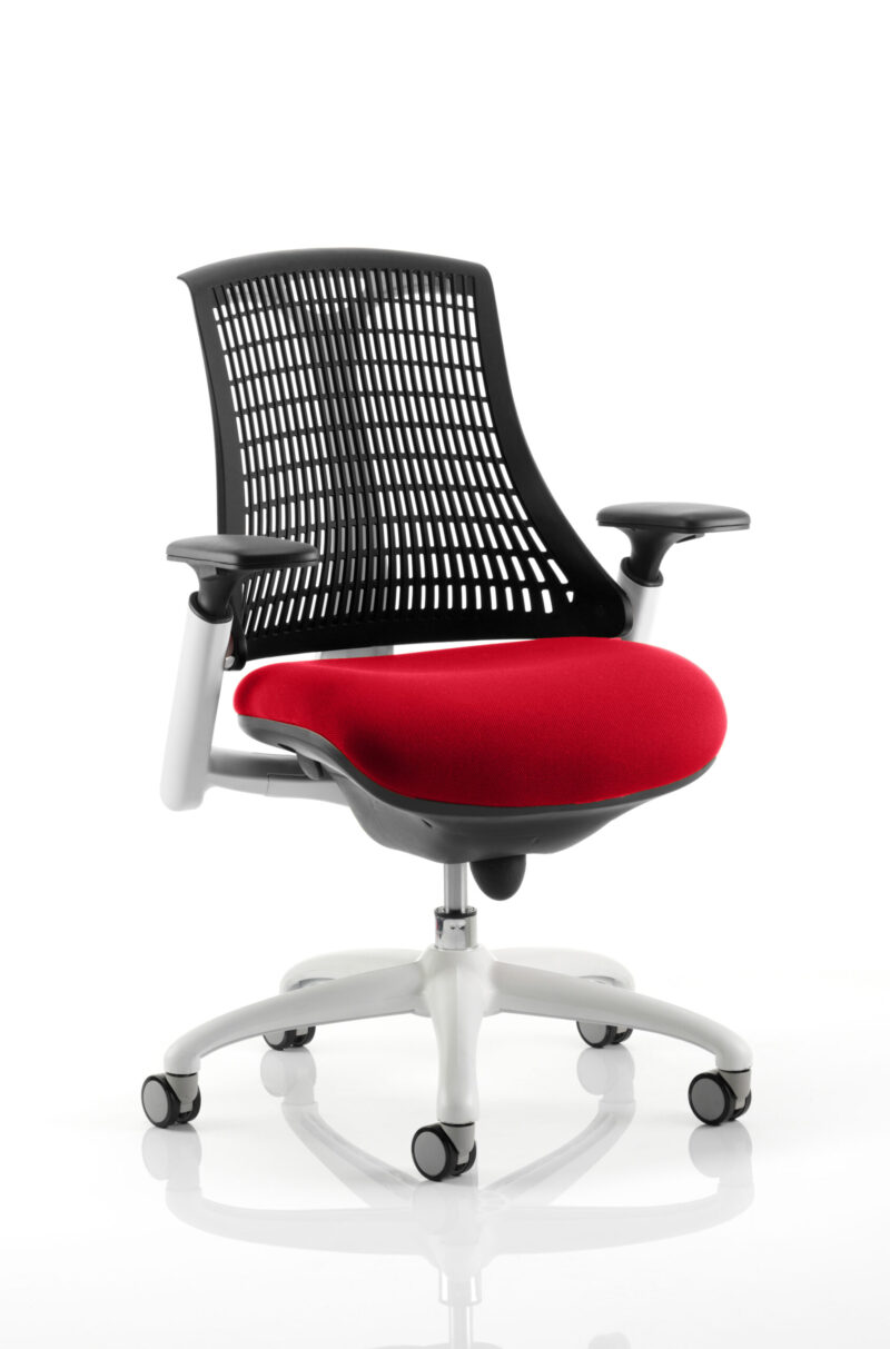 Flex Medium Back White Frame Task Operator Office Chair with Arms - Image 37