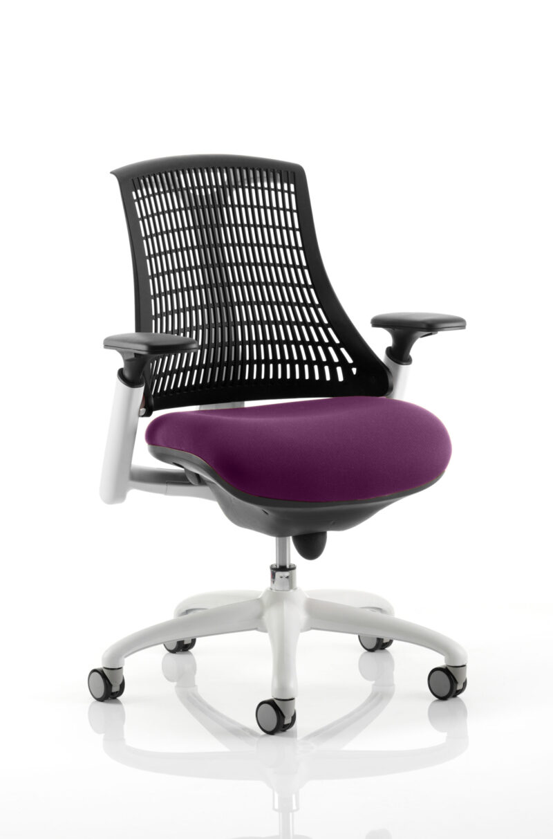 Flex Medium Back White Frame Task Operator Office Chair with Arms - Image 44