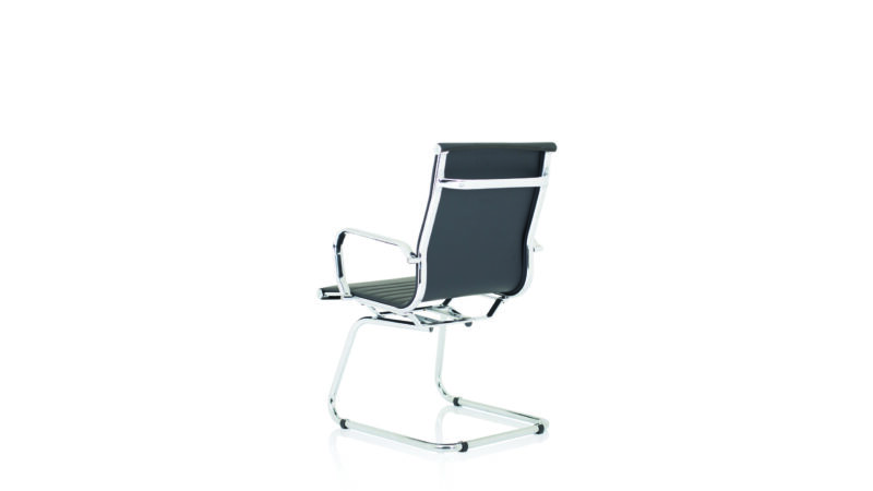 Nola Black Leather Cantilever Visitor Chair with Arms - Image 2