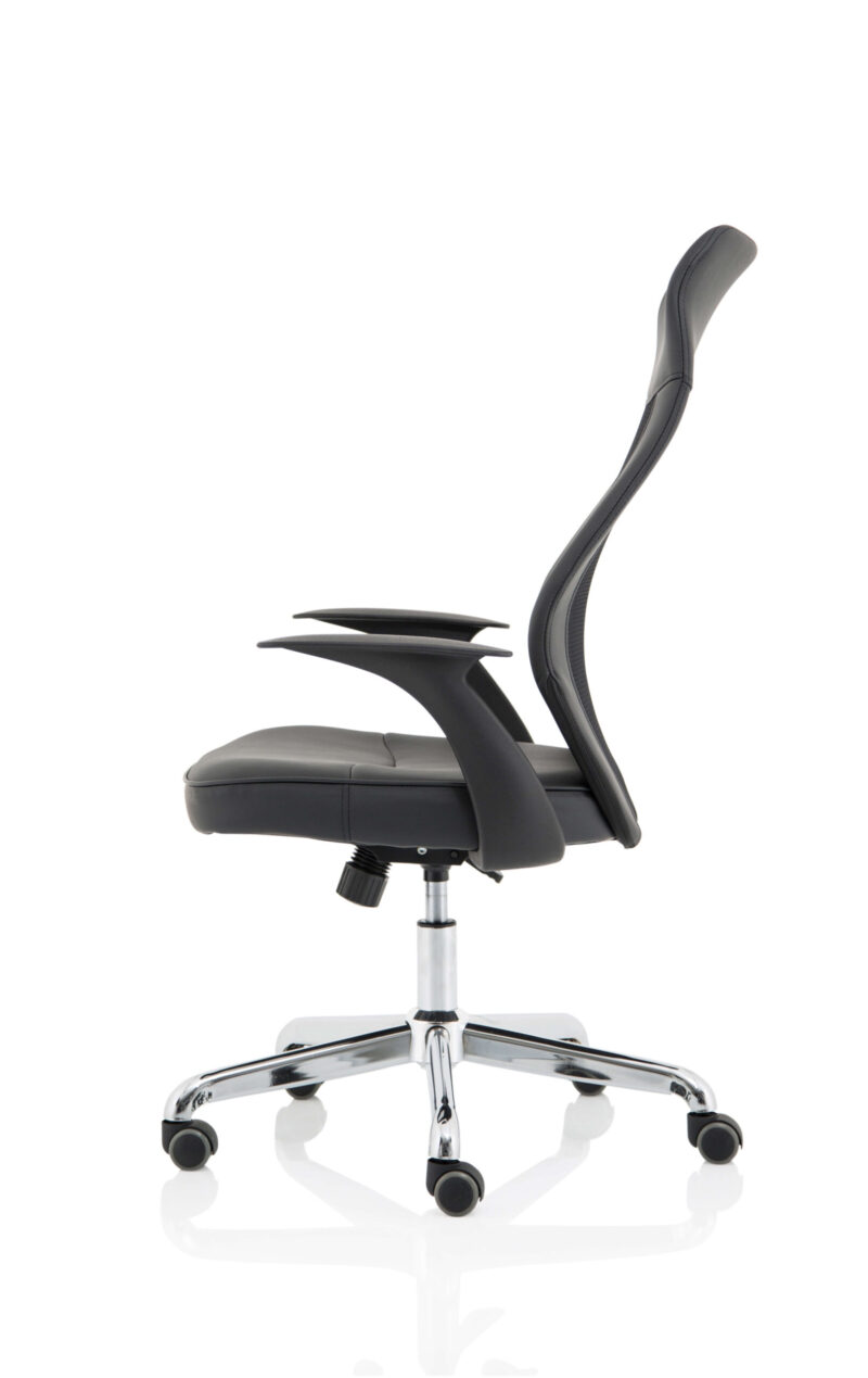 Baye High Mesh Back Task Operator Black Leather Office Chair with Arms - Image 4