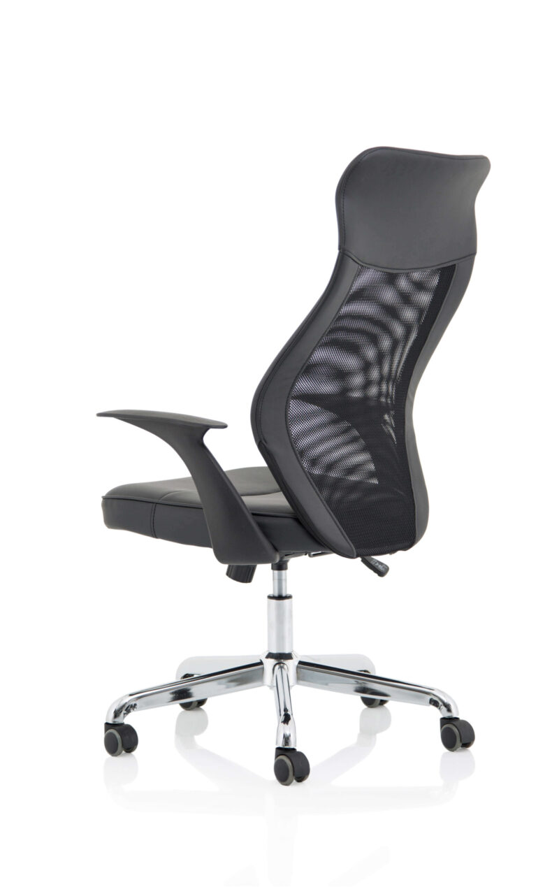 Baye High Mesh Back Task Operator Black Leather Office Chair with Arms - Image 5