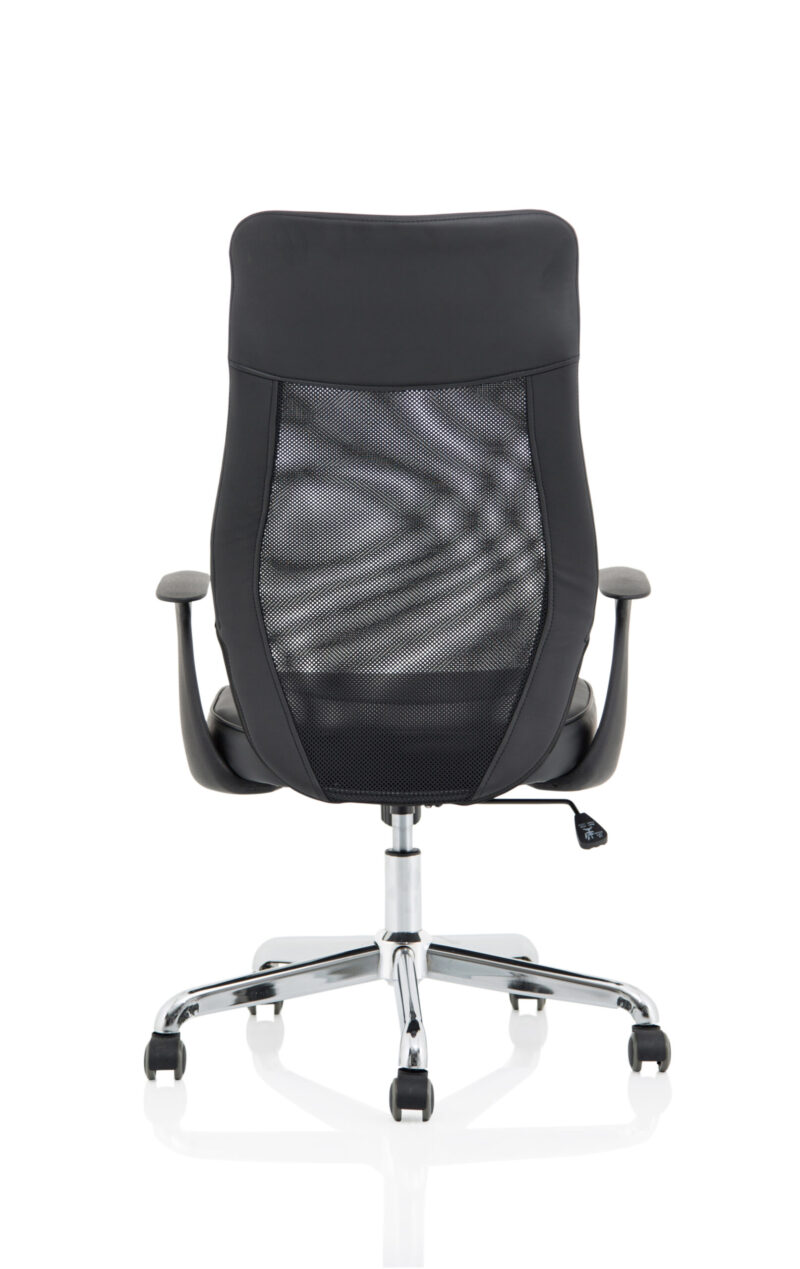Baye High Mesh Back Task Operator Black Leather Office Chair with Arms - Image 6