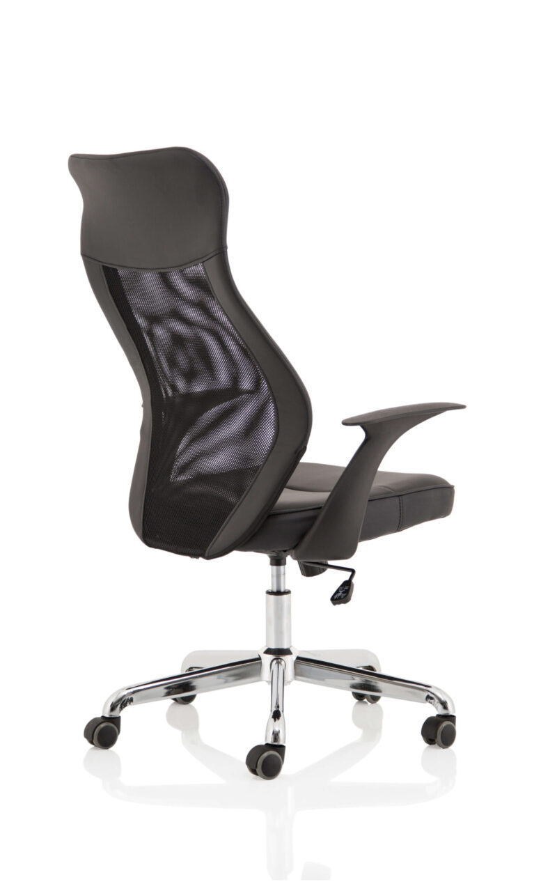 Baye High Mesh Back Task Operator Black Leather Office Chair with Arms - Image 7