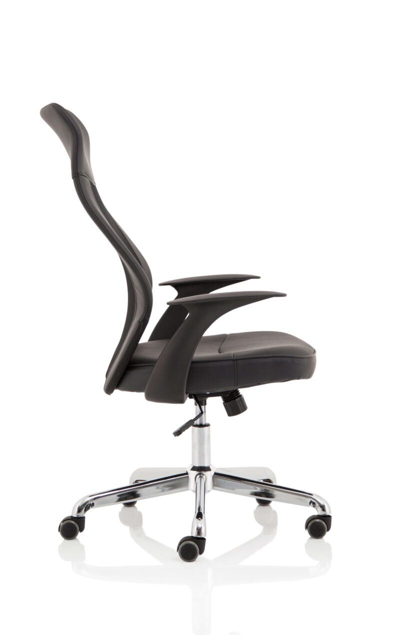 Baye High Mesh Back Task Operator Black Leather Office Chair with Arms - Image 8