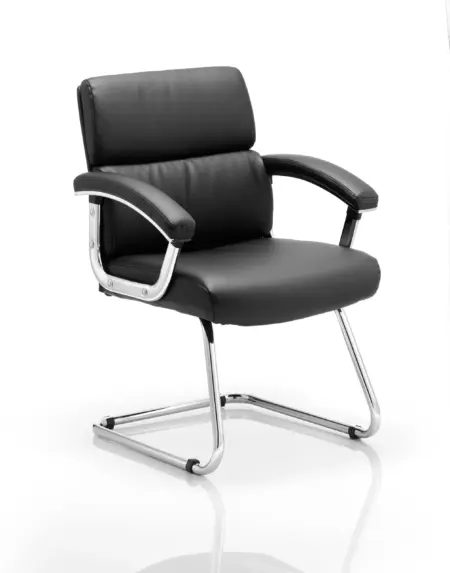 Desire Medium Back Leather Cantilever Visitor Chair with Arms