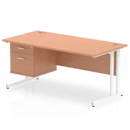OE - Impulse 1600mm Cantilever Straight Desk With Single Fixed Pedestal